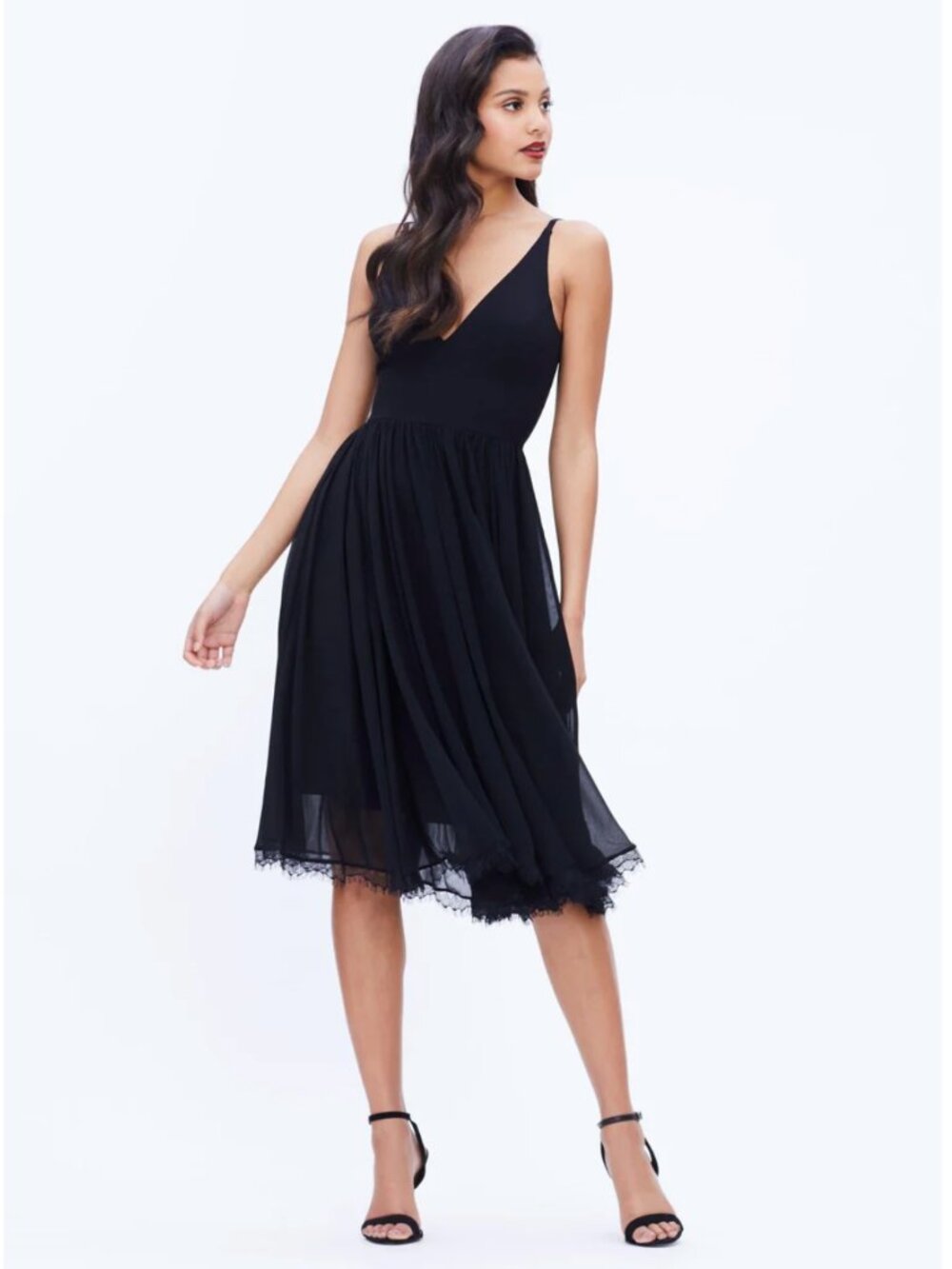 Dress the Population Alicia Dress | Black Chiffon Lace Midi | Size Small - Picture 10 of 10
